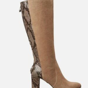 Anne Klein Nilise Tan Suede Boots Snake Skin 10.5